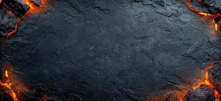 A black background with flames and lava photo