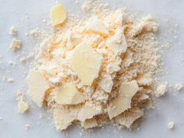Crumbly baking ingredients on a light surface photo