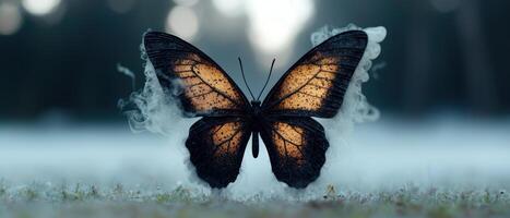 Dramatic butterfly in the fog photo