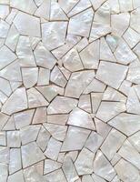 Broken white shell mosaic texture background photo
