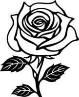 A rose is shown in black and white vector