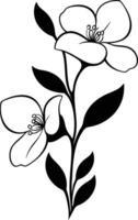 Black and white flowers on a branch vector
