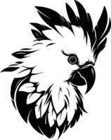 A black and white image of an eagle head vector
