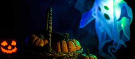 illuminated pumpkins a glowing ghost photo