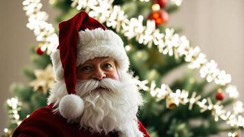 smiling santa claus gazes at the viewer photo