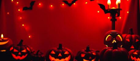 illuminated jack-o'-lanterns create a festive halloween scene photo