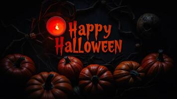 candlelit halloween table setting with pumpkins twigs photo