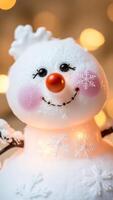 smiling snowman under soft lights photo