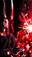 sparkling new year decor with illuminated '20' photo