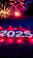 sparkling 2025 on a festive background photo