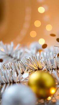 cerca- blanco oro Navidad adornos foto