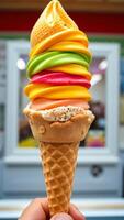 multi-colored ice cream cone photo