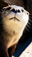 curious otter gazes directly at the camera photo