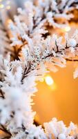 sparkling snowflake ornament adorns a snowy artificial tree photo