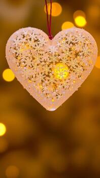 blanco corazón ornamento con copo de nieve diseño foto