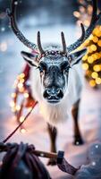 reindeer stands the snow photo