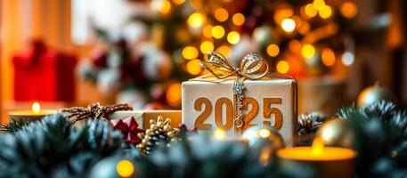 oro regalo caja el nuevo año foto