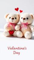 two plush bears with hearts valentine's day photo