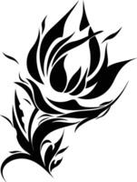 A black and white tattoo design with a flower vector
