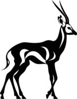 An antelope is standing in a black and white silhouette vector