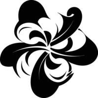 A black and white flower design with swirls vector