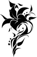 A black and white tattoo design with a flower vector