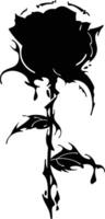 A black and white drawing of a rose with a flower vector