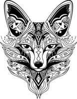 A tribal fox head with tribal patterns vector
