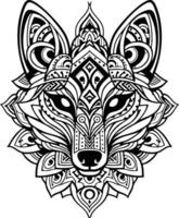 A wolf head with tribal patterns on it vector