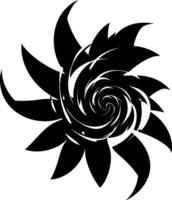 A black and white flower with a swirl vector