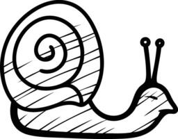 A snail is drawn in black and white on a white background vector