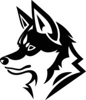 A black and white drawing of a dog's head vector
