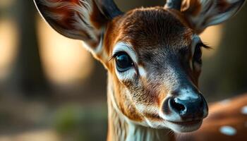 A close up of a deer with big eyes photo