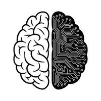 Half Brain Half Circuit Artificial Intelligence Concept Illustration vector