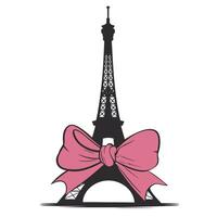 Eiffel Tower with Pink Bow Parisian Illustration vector