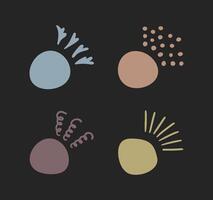 Doodle circle brackets for quotation with sparkle ray elements. Hand drawn color round line frame for title headline illustration. Pastel speech bubble blob for dialog vector