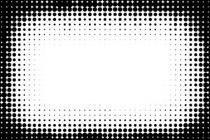 Halftone pop art texture rectangular frame. Monochrome dotted background vector