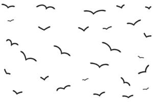 Chaotic flock of birds drawn in a grunge style. Grungy brush birds flying in the sky. Ink grunge flock of birds drawn with markers and crayons set vector