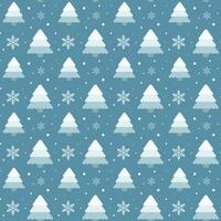 Winter holidays pattern design with Christmas trees and snowflakes for packaging, textile, wrapping paper. vector