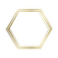 Golden hexagonal frame isolated on white background vector