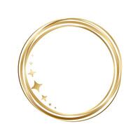Golden round circle frame with sparkles isolated on white background vector