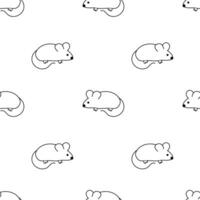 Seamless pattern with Cute mouse. Outline, Doodle, Line Art. Animal Background. Flat illustration. vector
