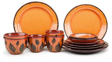 Elegant fall-inspired table setting featuring warm colors and inviting decor perfect for holiday gatherings photo