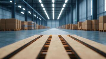 Modern distribution center featuring a conveyor system for efficient logistics operations photo