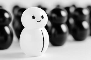 One unique figure stands out in a monochrome crowd, highlighting individuality and diversity in minimalistic design photo