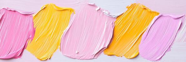 Vibrant artistic paint splashes create a dynamic abstract texture with bright colors and brush strokes photo