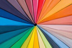 Color pencils beautifully arranged in a circular pattern showcasing vibrant hues and textures photo
