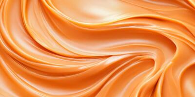 Close-up of flowing caramel showcasing its rich texture and smooth, luxurious appearance in warm lighting photo