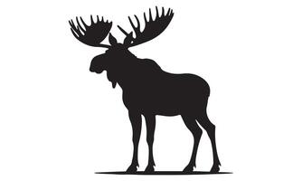 Moose silhouette on white background vector