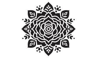 A black and white design with a flower in the center vector